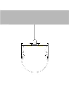 Perfil de aluminio colgante OVAL para tiras LED 2 metros, con tapas y difusor en redondo, 45x42mm, LM3795 2