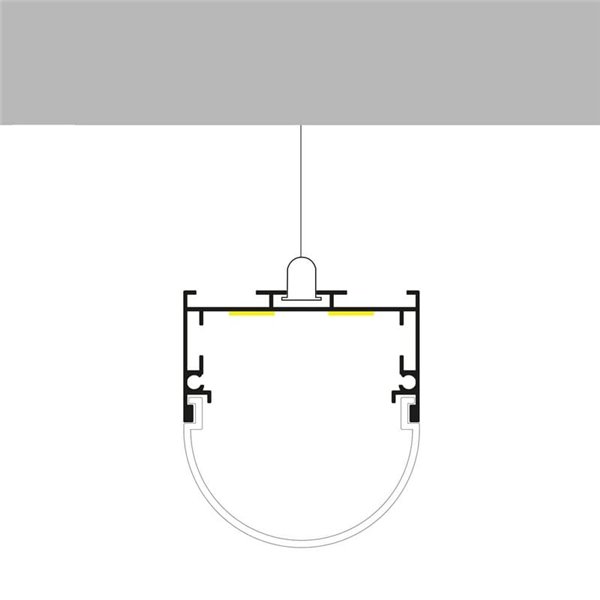 Perfil de aluminio colgante OVAL para tiras LED 2 metros, con tapas y difusor en redondo, 45x42mm, LM3795