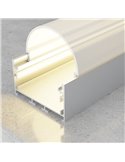 Perfil de aluminio colgante OVAL para tiras LED 2 metros, con tapas y difusor en redondo, 45x42mm, LM3795