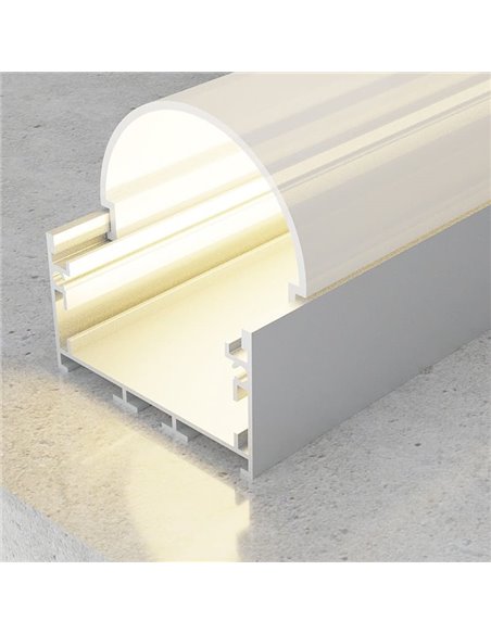 Profilé de suspension ovale en aluminium pour rubans LED de 2 mètres, avec embouts et diffuseur rond, 45 x 42 mm, LM3795