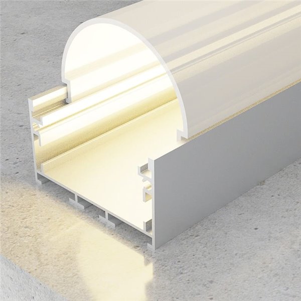 Perfil de aluminio colgante OVAL para tiras LED 2 metros, con tapas y difusor en redondo, 45x42mm, LM3795