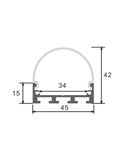 Perfil de aluminio colgante OVAL para tiras LED 2 metros, con tapas y difusor en redondo, 45x42mm, LM3795