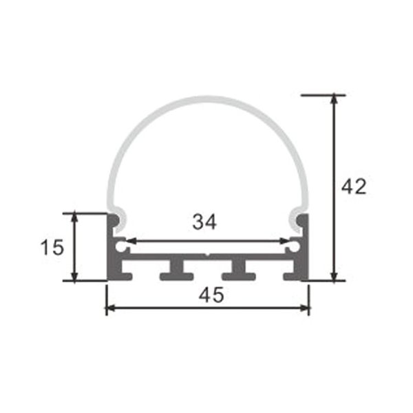 Perfil de aluminio colgante OVAL para tiras LED 2 metros, con tapas y difusor en redondo, 45x42mm, LM3795