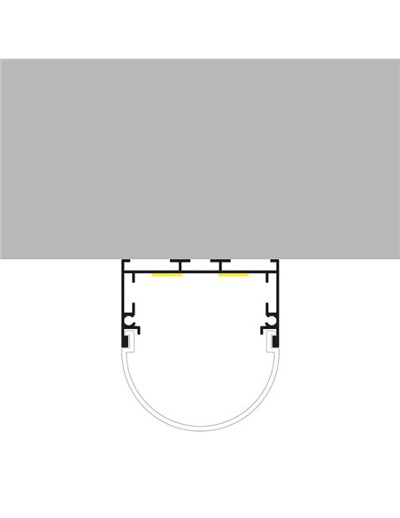 Perfil de aluminio colgante OVAL para tiras LED 2 metros, con tapas y difusor en redondo, 45x42mm, LM3795