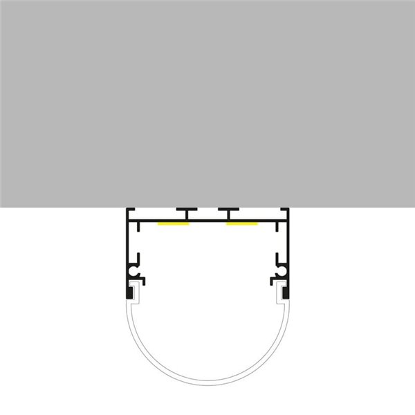 Perfil oval de alumínio para fitas de LED de 2 metros, com tampas de extremidade e difusor redondo, 45x42mm, LM3795