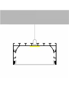 Perfil de aluminio colgante ALL para tiras LED 2 metros, con tapas y difusor plano, 70x40mm, LM3793 2