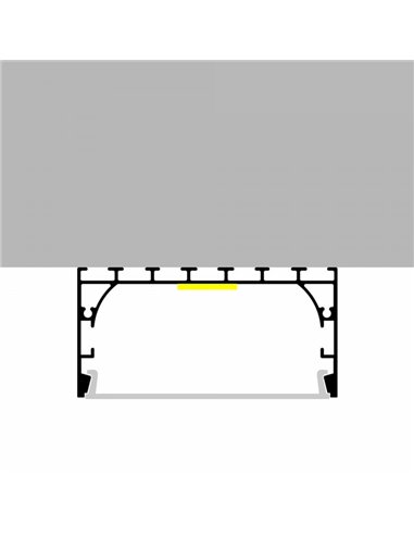 Perfil de aluminio colgante ALL para tiras LED 2 metros, con tapas y difusor plano, 70x40mm, LM3793