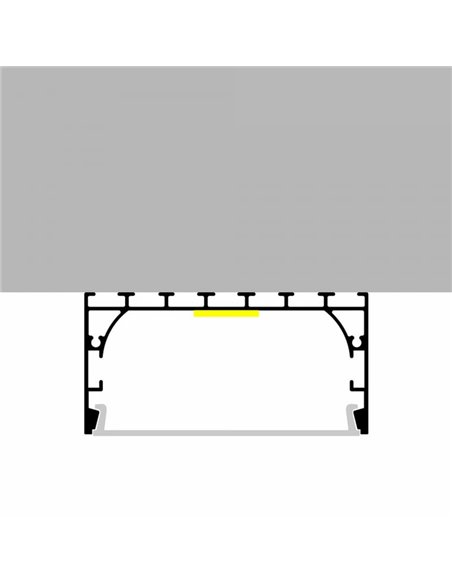 Perfil de aluminio colgante ALL para tiras LED 2 metros, con tapas y difusor plano, 70x40mm, LM3793