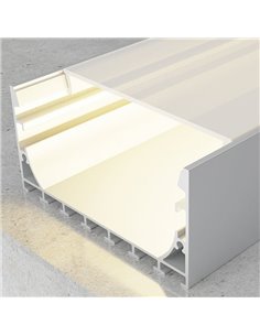 Perfil de aluminio colgante ALL para tiras LED 2 metros, con tapas y difusor plano, 70x40mm, LM3793