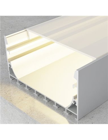 Profilé suspendu en aluminium pour rubans LED de 2 mètres, avec embouts et diffuseur plat, 70 x 40 mm, LM3793