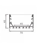 Perfil de aluminio colgante ALL para tiras LED 2 metros, con tapas y difusor plano, 70x40mm, LM3793