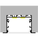 Perfil empotrable de aluminio EPYF para tiras LED 2 metros con tapas y con difusor, 64x32mm, LM3791