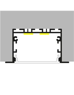 Perfil empotrable de aluminio EPYF para tiras LED 2 metros con tapas y con difusor, 64x32mm, LM3791 2