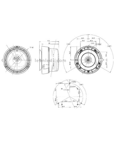 Dimensiones Rotativo LED Ambar Was 852.4 | Medidas Rotativo LED Naranja | LeonLeds Iluminación