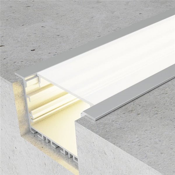 Profilé encastré en aluminium EPYF pour rubans LED, 2 mètres, avec embouts et diffuseur, 64 x 32 mm, LM3791