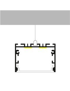 Perfil de aluminio colgante sin canalización SIXE para tiras LED 2 metros, con tapas y difusor, 50x32mm, LM3789 2
