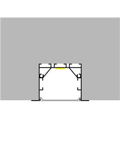 Perfil de alumínio embutido PHEY para fitas de LED de 2 metros, com tampas de extremidade e difusor, 50x35mm, LM3785 2