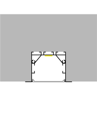 Perfil de alumínio embutido PHEY para fitas de LED de 2 metros, com tampas de extremidade e difusor, 50x35mm, LM3785