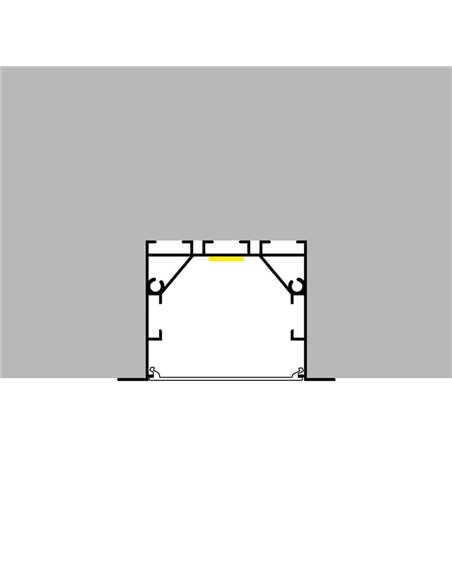 Perfil de alumínio embutido PHEY para fitas de LED de 2 metros, com tampas de extremidade e difusor, 50x35mm, LM3785
