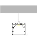 Perfil empotrable de aluminio PHEY para tiras LED 2 metros, con tapas y difusor, 50x35mm, LM3785