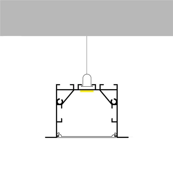 Perfil empotrable de aluminio PHEY para tiras LED 2 metros, con tapas y difusor, 50x35mm, LM3785