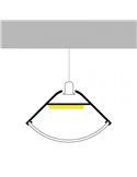 Perfil de esquina colgante de aluminio OEHQ para tiras LED 2 metros con grapas, tapas y difusor en redondo, 41,3x23,5mm, LM3783