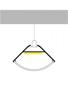 Perfil de esquina colgante de aluminio OEHQ para tiras LED 2 metros con grapas, tapas y difusor en redondo, 41,3x23,5mm, LM3783 2
