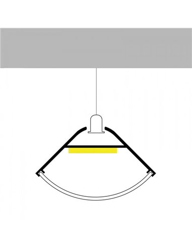Perfil de esquina colgante de aluminio OEHQ para tiras LED 2 metros con grapas, tapas y difusor en redondo, 41,3x23,5mm, LM3783