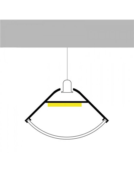 Perfil de esquina colgante de aluminio OEHQ para tiras LED 2 metros con grapas, tapas y difusor en redondo, 41,3x23,5mm, LM3783