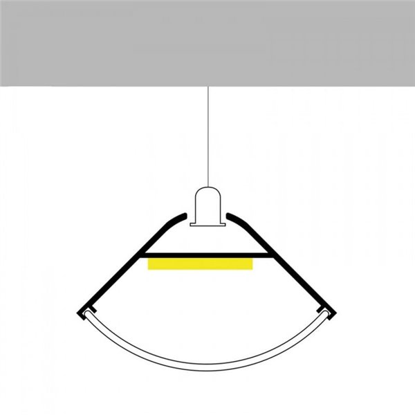 Perfil de esquina colgante de aluminio OEHQ para tiras LED 2 metros con grapas, tapas y difusor en redondo, 41,3x23,5mm, LM3783