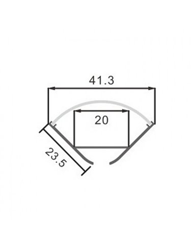 Perfil de esquina colgante de aluminio OEHQ para tiras LED 2 metros con grapas, tapas y difusor en redondo, 41,3x23,5mm, LM3783