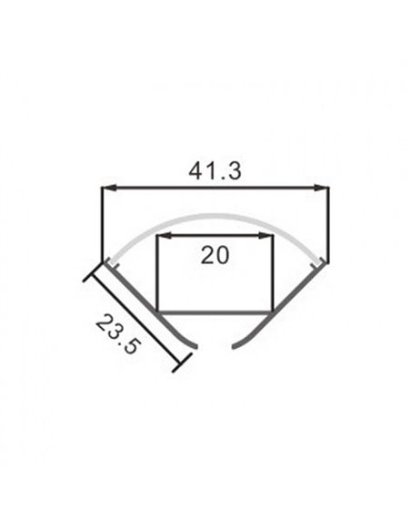 Perfil de esquina colgante de aluminio OEHQ para tiras LED 2 metros con grapas, tapas y difusor en redondo, 41,3x23,5mm, LM3783