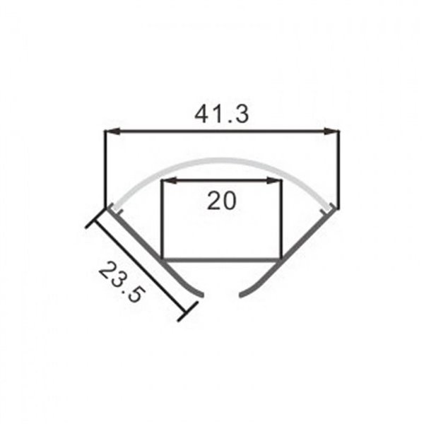 Perfil de esquina colgante de aluminio OEHQ para tiras LED 2 metros con grapas, tapas y difusor en redondo, 41,3x23,5mm, LM3783
