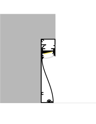 Perfil para rodapié de aluminio KRUE para tiras LED 2 metros, con difusor y tapas, 18x80mm, LM3825