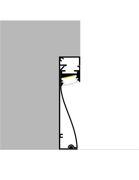 Profilé de plinthe en aluminium KRUE pour rubans LED de 2 mètres, avec diffuseur et embouts, 18 x 80 mm, LM3825