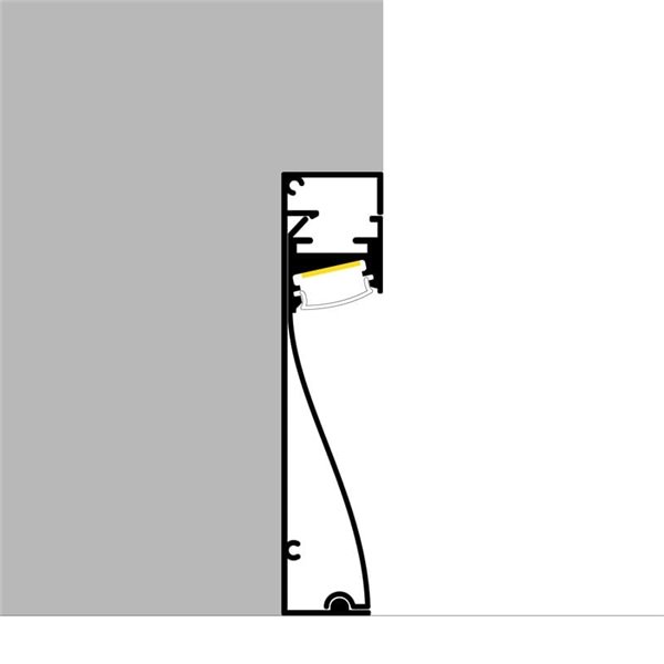 Perfil de rodapé em alumínio KRUE para fitas de LED de 2 metros, com difusor e tampas de extremidade, 18x80mm, LM3825