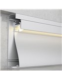 Perfil para rodapié de aluminio KRUE para tiras LED 2 metros, con difusor y tapas, 18x80mm, LM3825