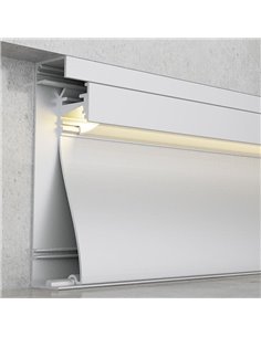 Perfil para rodapié de aluminio KRUE para tiras LED 2 metros, con difusor y tapas, 18x80mm, LM3825