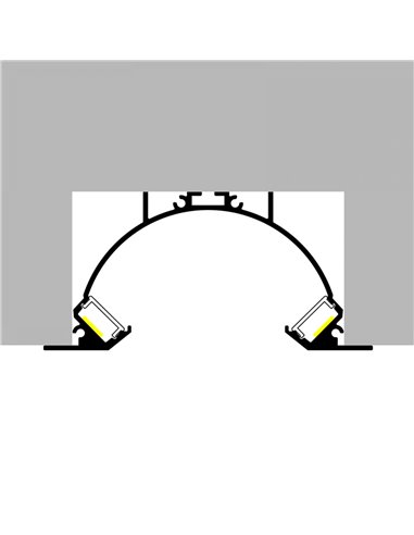 Perfil de aluminio SUNRISE para tiras LED 2 metros (doble difusor, con tapas, 101x49,5mm) (LM3827)