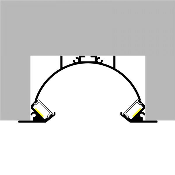 Perfil de aluminio SUNRISE para tiras LED 2 metros (doble difusor, con tapas, 101x49,5mm) (LM3827)