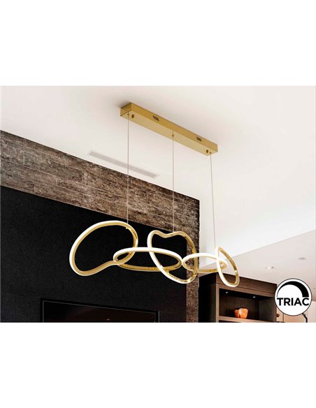 Luminária de teto LED NEXO 5, 75W, 7100 lm, 3000K, dimerizável, IP20, dourada