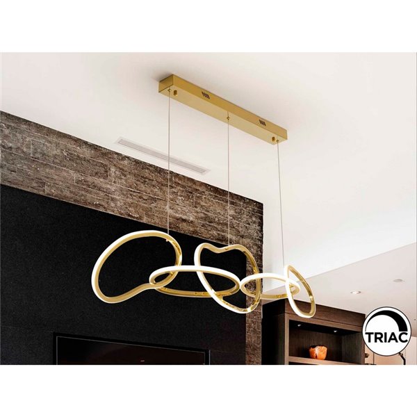 Luminária de teto LED NEXO 5, 75W, 7100 lm, 3000K, dimerizável, IP20, dourada