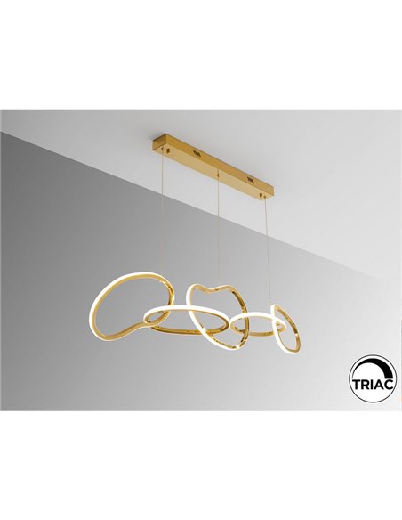 Luminária de teto LED NEXO 5, 75W, 7100 lm, 3000K, dimerizável, IP20, dourada