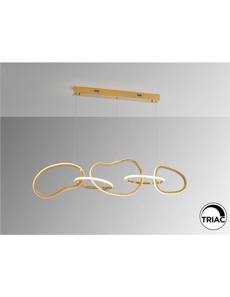 Luminária de teto LED NEXO 5, 75W, 7100 lm, 3000K, dimerizável, IP20, dourada