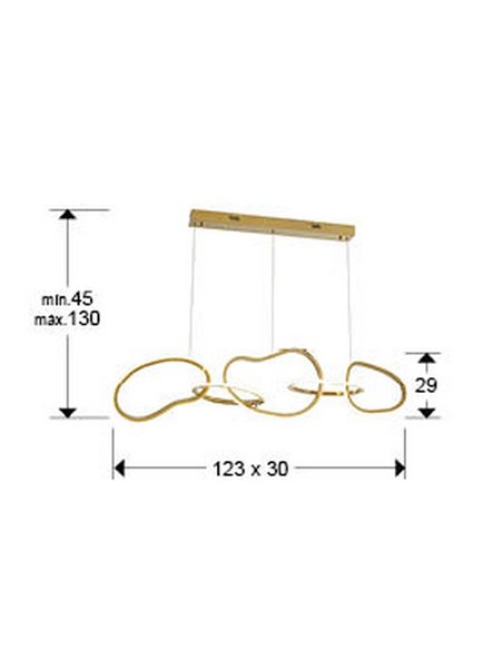 Lámpara de techo NEXO 5 luces LED 75W 7100 lm 3000K dimable IP20 Oro