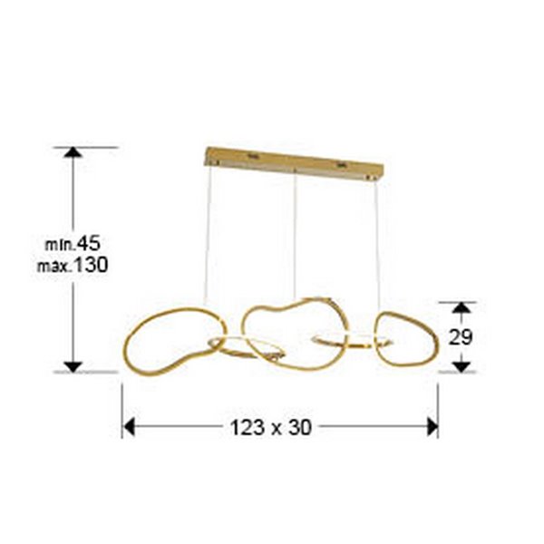 Lámpara de techo NEXO 5 luces LED 75W 7100 lm 3000K dimable IP20 Oro