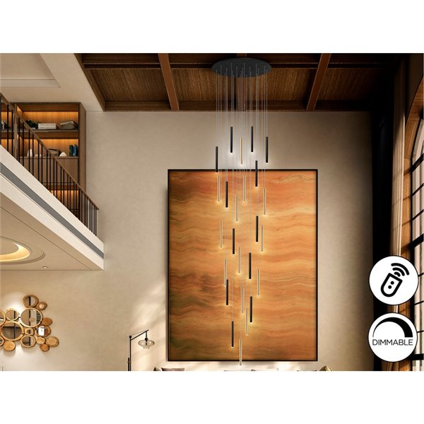 Lámpara de techo VARAS 25 luces LED 125W 11250 lm 3000K dimable + mando IP20 Oro/Negro