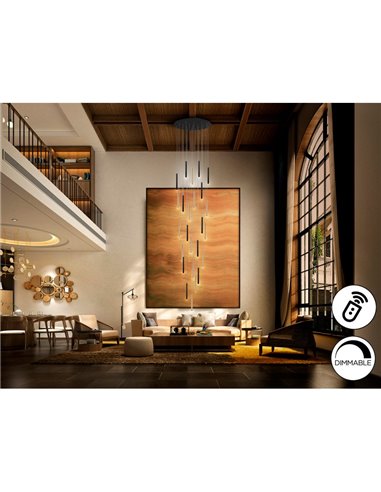 Lámpara de techo VARAS 25 luces LED 125W 11250 lm 3000K dimable + mando IP20 Oro/Negro