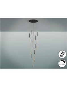 Lámpara de techo VARAS 25 luces LED 125W 11250 lm 3000K dimable + mando IP20 Oro/Negro 2