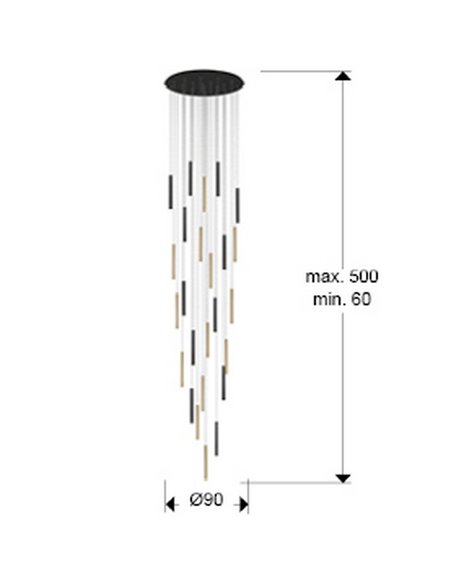 Lámpara de techo VARAS 25 luces LED 125W 11250 lm 3000K dimable + mando IP20 Oro/Negro